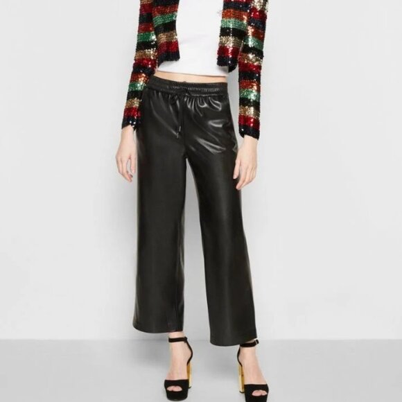 Alice + Olivia Pants - New Alice + Olivia Benny Baggy Faux Leather Pants in Black Size M#2120